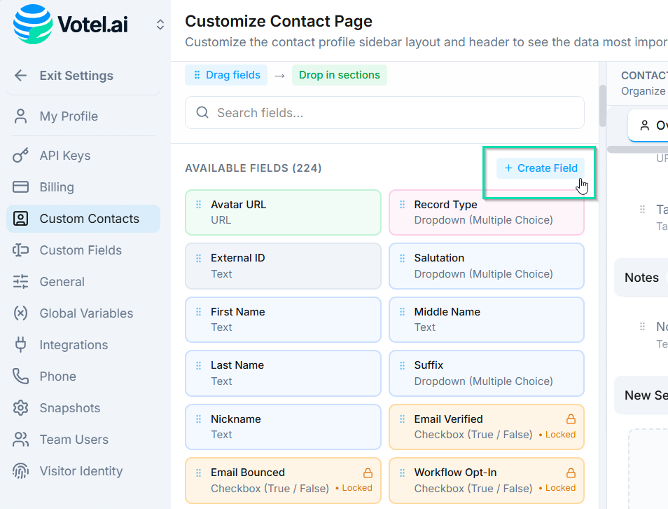 Click to add a new field.